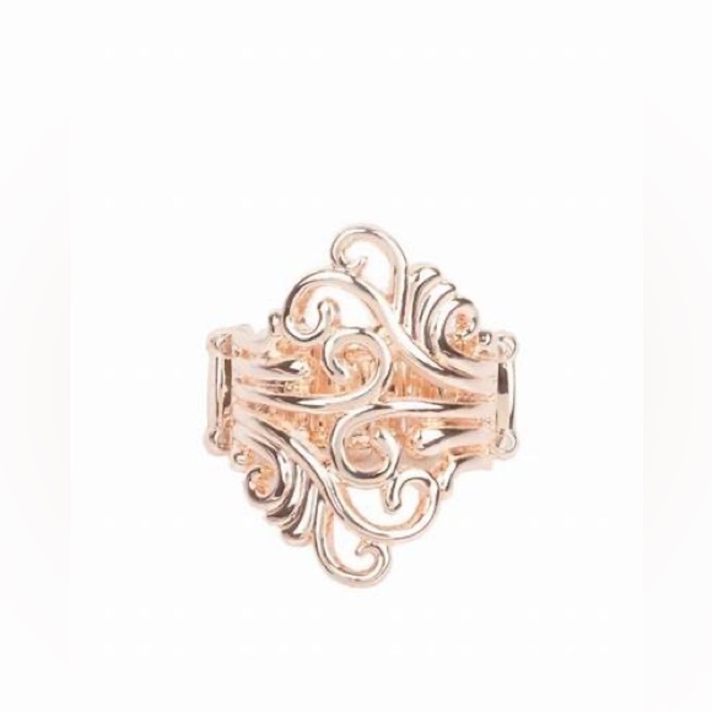*Rose gold vine print ring.